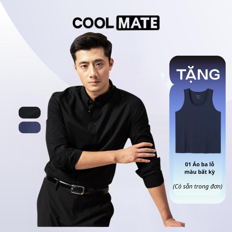 [TẶNG 01 Áo ba lỗ] Áo Sơ Mi Dài Tay Premium Poplin Cotton - Chống Nhăn - Kháng khuẩn - Coolmate