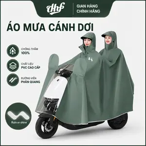 Áo mưa đi xe máy pvc bộ người lớn trùm toàn thân pvc trong suốt cao cấp nam măng tô nữ 1 người Cao Su ếch xanh có thể tái sử dụng