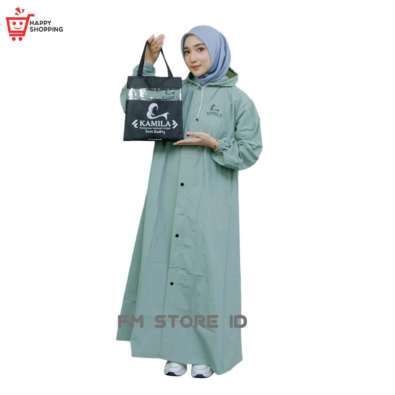 (KAMILA) jas hujan gamis muslimah bahan pvc 0,25 anti rembes best quality pink 5