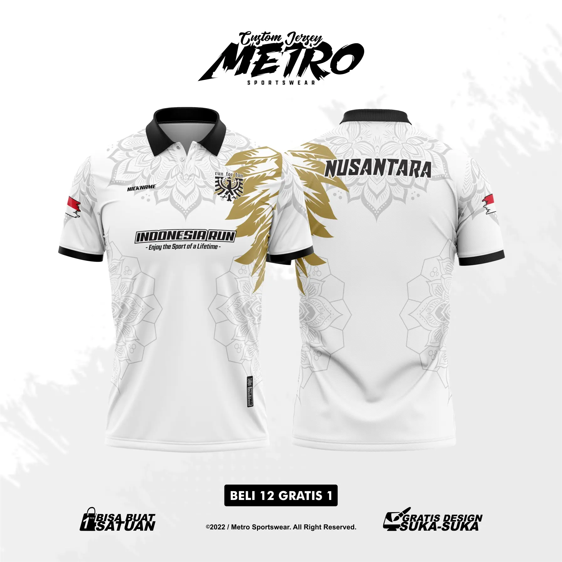 Jersey Running Nusantara Custom Design Full Printing