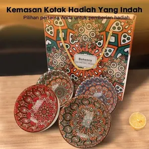 Homestyle Piring Keramik Bulat Motif Aesthetic Vintage Korean Style Round Plate Hampers Porselen