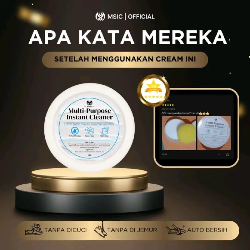 Paket Promo - Krim Pembersih Sepatu Anti Noda Kuning Tanpa Dicuci Tanpa Bilas Langsung Putih Bersih - Gratis Spons Pembersihan dan Sikat - Shoe Pemutih Sepatu Sneaker Cleaner 3