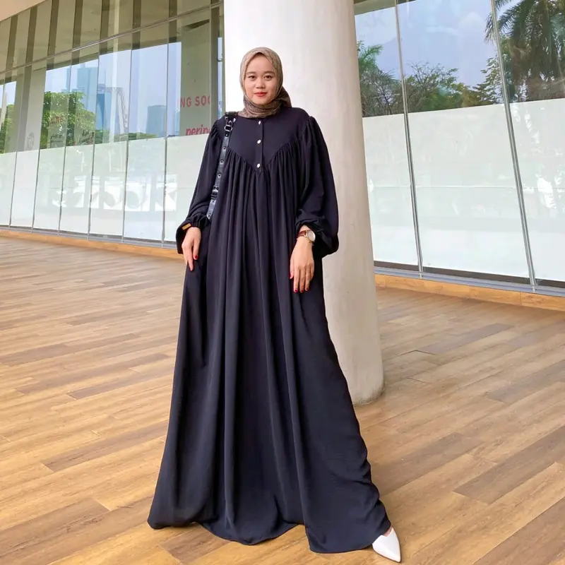 Gamis Abaya Jumbo Ld 130-140 Kualitas Butik Muslim Tangan Balon 1