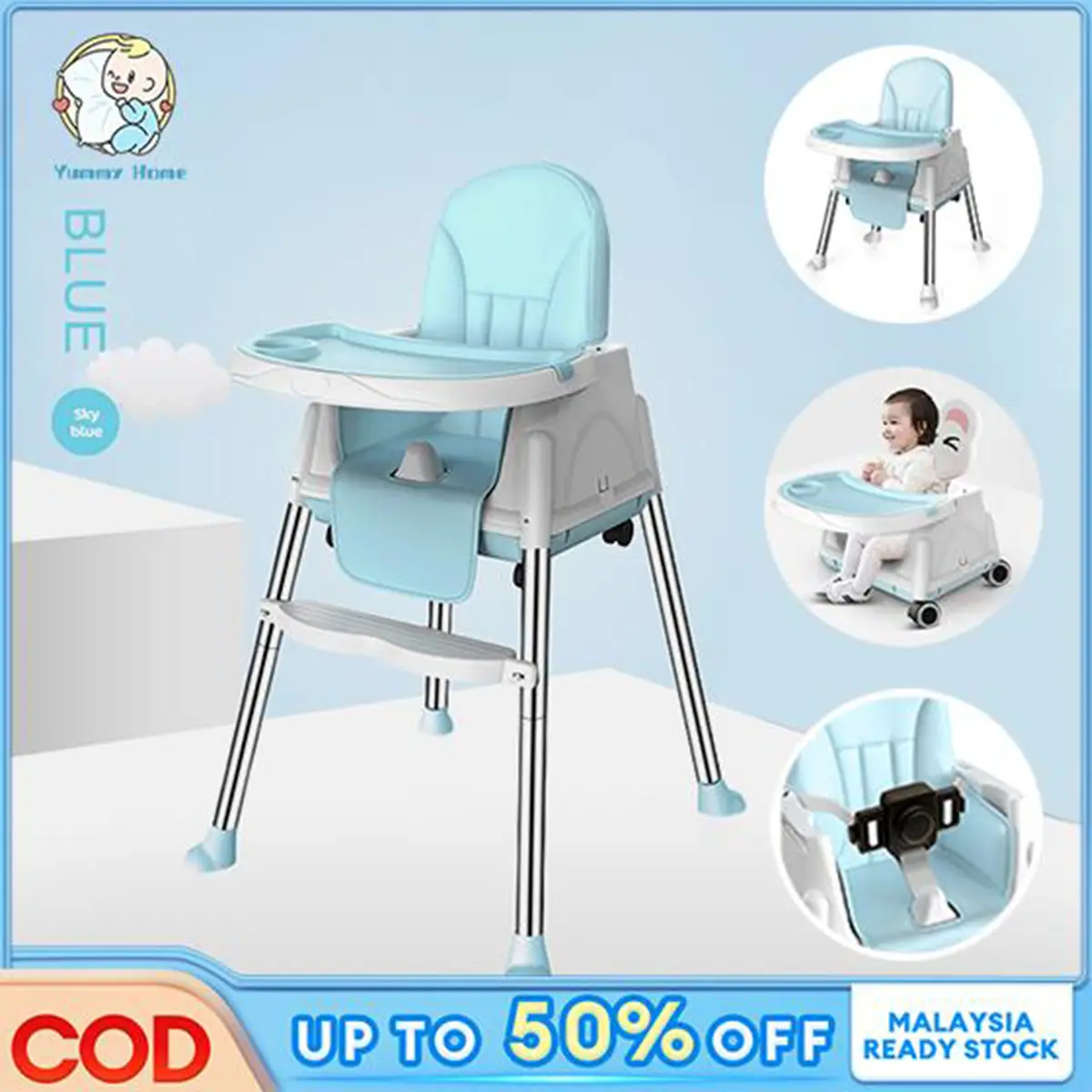 COD Portable Chair For Baby Feeding Highchair Baby Chair 3-Level Adjustment Baby Dining Chair Highchairs Booster Seats Chairs Cushion kerusi makan bayi kerusi makan baby newborn Plastic