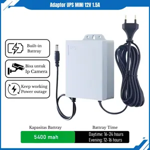 Adaptor Mini UPS 12V 1.5A untuk Backup Router Modem CCTV dengan Kapasitas Baterai 5400mAh