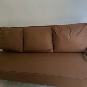 TETE_2  Sofa 2 Seater Kulit Sofa Bed Sofa Ruang Tamu Sofa Minimalis Modern dengan Desain Elegan untuk Ruang Tamu Kecil atau Kamar Tidur Cocok untuk Rumah Minimalis atau Apartemen dengan Kualitas Material Kuat dan Nyaman（Kulit tiruan）Orange-115_65_70cm