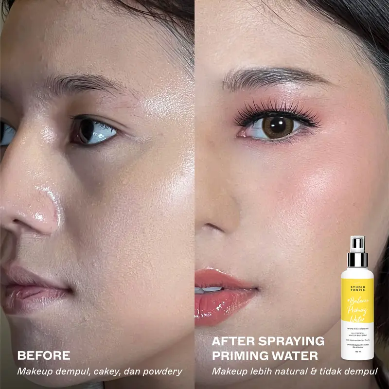 STUDIO TROPIK Balance Priming Water | Primer Face Mist Spray Rekomendasi MUA | Makeup Complexion | Kulit Berjerawat, Acne prone, oily berminyak | Dengan Niacinamide dan Zinc| Finish Matte 3