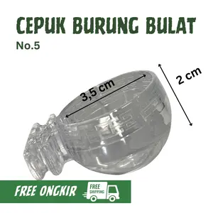 GEMA KICAU -  Cepuk Mika Bulat Mini Emboss Batik No 5  Cepuk Cangkir Bening Wadah Tempat Pakan