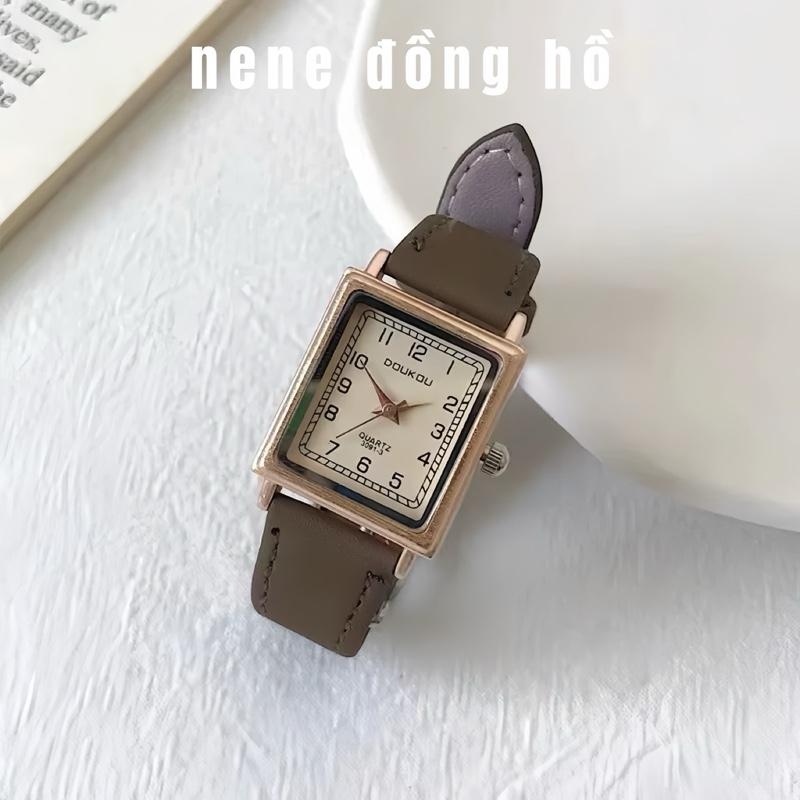 (Tặng vòng) Đồng hồ nữ Doukou dây mềm nhiều màu mặt vuông size nhỏ