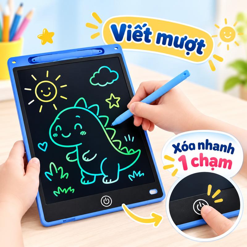Bảng Viết Tự Xóa LCD 10 Inch Cho Bé - Màn Hình Chống Cận Bảo Vệ Mắt - 4 Màu Tùy Chọn - Kèm Bút Viết - Dễ Dàng Mang Theo - Giải Trí & Học Tập