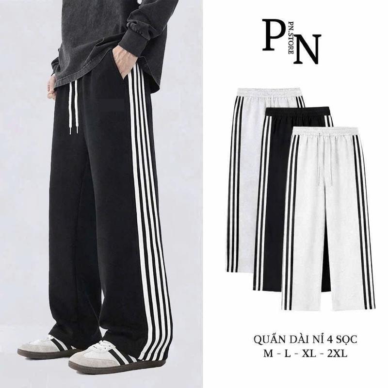 [Hàng hot trend] Quần dài 4 sọc PN STORE chất vải nỉ 2 da co giãn thoải mái fom unisex nam nữ Q4S