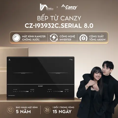 Bếp Từ Đôi Cao Cấp CANZY-I93932C SERIAL 8.0 MẪU MỚI 2026 Thông Minh An Toàn -Măt Kính Chống Xước- Sôi Liu Riu-Tiết Kiệm Điện- Nấu Nhanh- Chống Trào