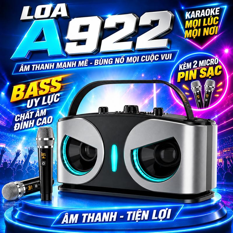Loa mini karaoke A 922 - Kèm 2 micro pin sạc