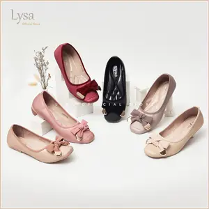 Lysa Sepatu Flat shoes Wanita Korea Hanna Empuk Premium Variasi Besi Gold - Hf21 Black Cewek