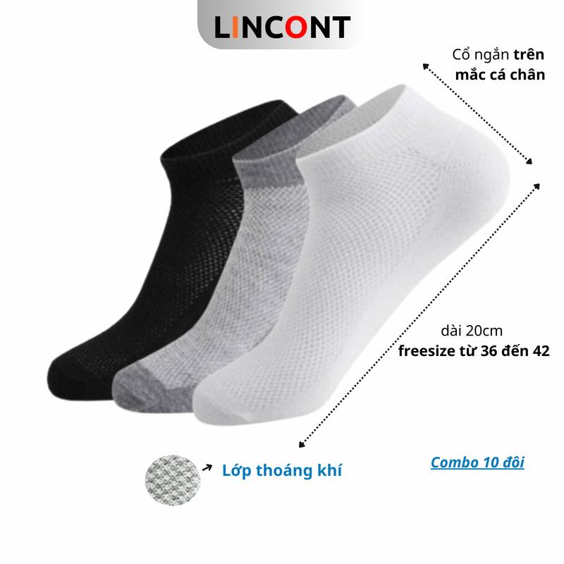 [Combo 6 đôi-10 đôi] tất vớ nam nữ cổ ngắn thoáng khí 3 màu trắng-đen-xám chất liệu Cotton spandex mềm mại thấm hút mồ hôi Menswear tất  nam dày Trơn