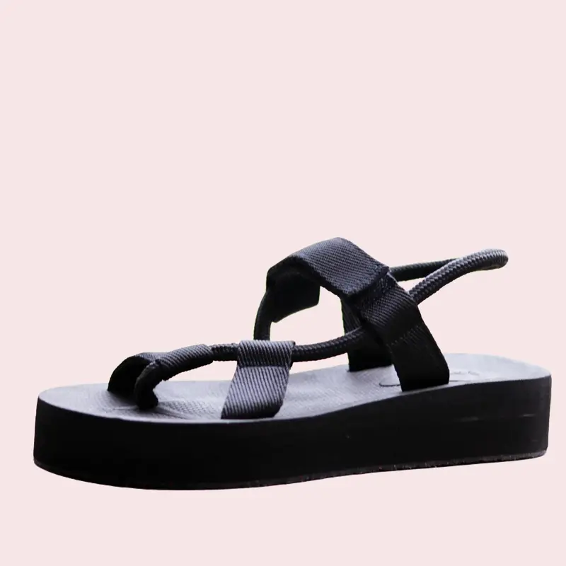 Sandal Wedges Wanita 4.3cm Sendal Cewek Sol Karet Model Keren RQ21 4