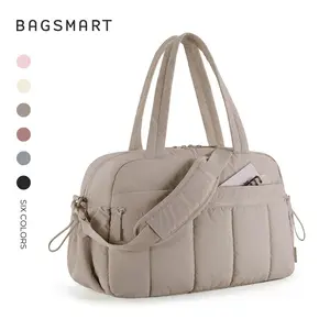 BAGSMART Tas Gym & Travel Duffel untuk Wanita - Tahan Air dengan Kantong Basah Terpisah, Tas Weekender yang Nyaman, Cocok untuk Olahraga, Gym & Perjalanan