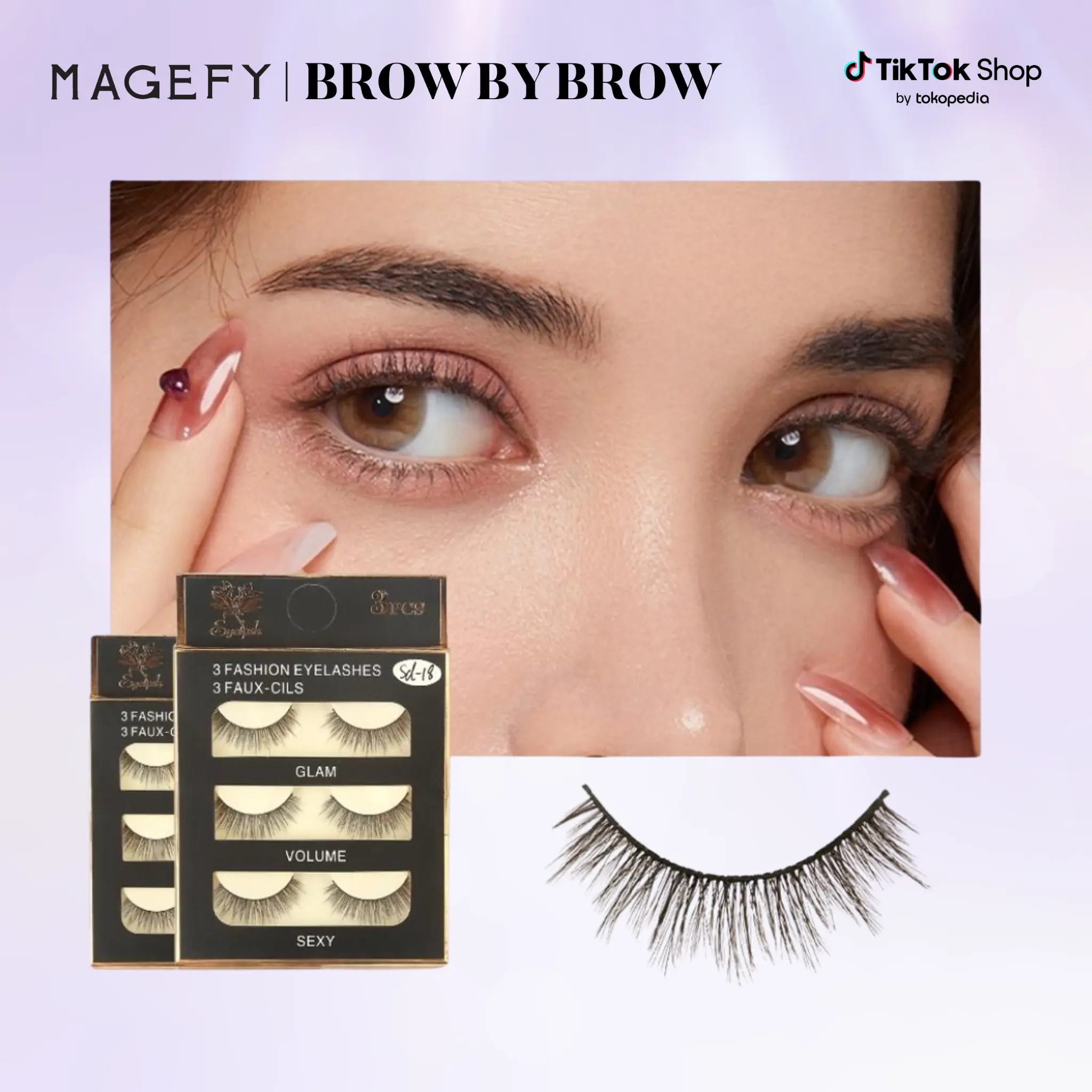 MAGEFY 3 Pasang Bulu Mata Palsu  (MGY7044) – Tampilan Natural, Elegan, Handmade & Nyaman Dipakai Seharian!