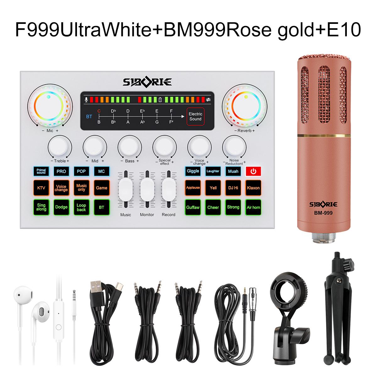 Siborie Soundcard F999 ultra+BM999 Mic +E10 headset Paket Lengkap Sound Card Komplit For Live Streaming Media Siborie Soundcard F999 ultra+BM999 Mic +E10 headset Paket Lengkap Sound Card Komplit For Live Streaming Media