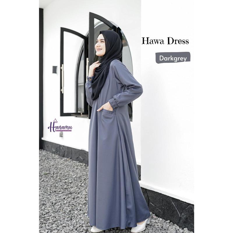 Hanamu Gamis Toyobo Polos Basic HAWA Series - HANAMU l Bisa COD ya Dress Lembut 2