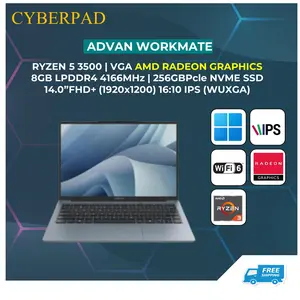 ADVAN WORKMATE RYZEN 5 3500 8GB 256GB W11 14.0WUXGA IPS BLUE | GARANSI RESMI