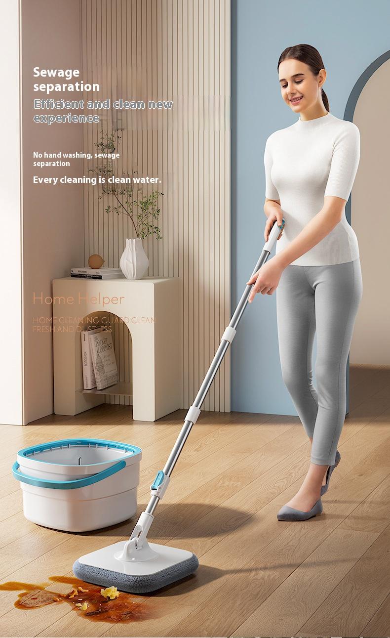 Product Introduction of SG Ready Stock Rotary Mop Sewage separation 2-in-1 Single bucket square mop head pad No hand washing required 16