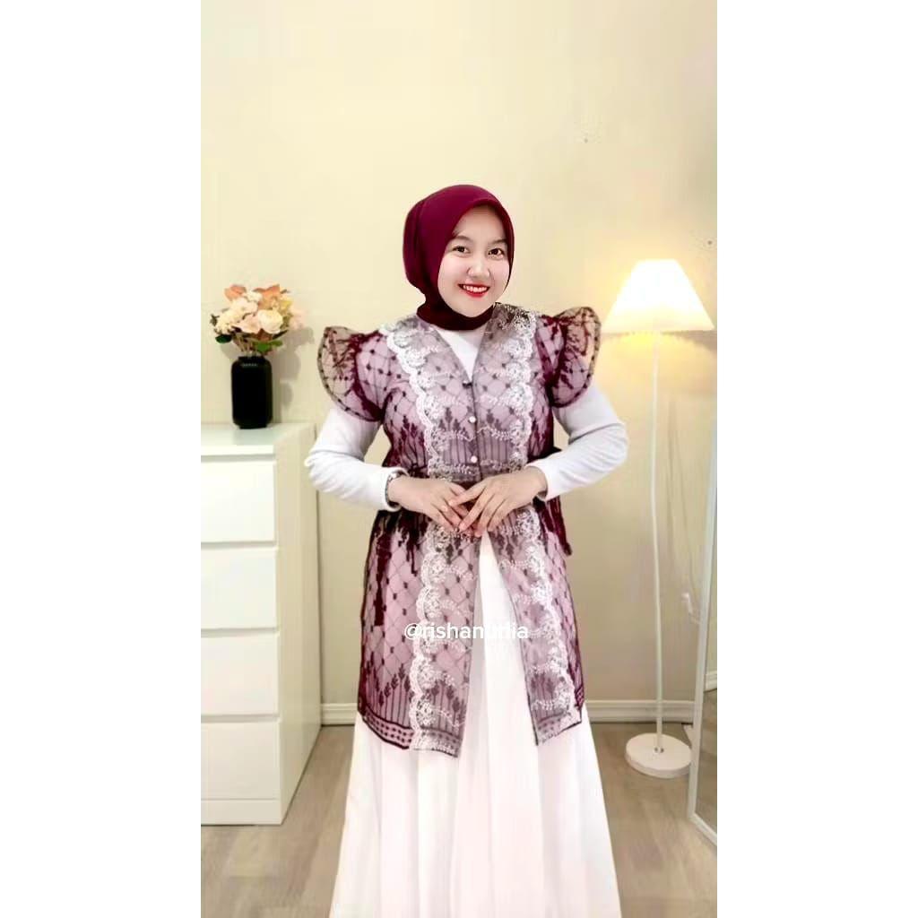 meyina outer brukat tunik hari lebaran/hari raya outer brokat kondangan
