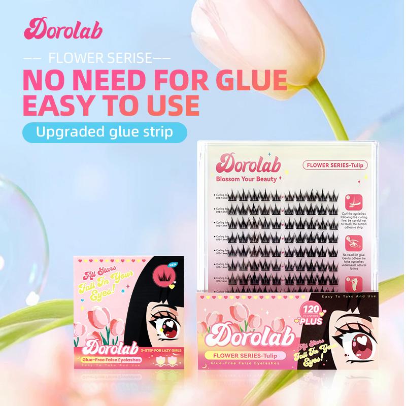 【SHIP IN 24 HOURS】DOROLAB Flower-Serise Tulip Glue Free False Eyelash Self-Adhesive Eyelash No Glue Eyelash Lash Eyelash Extension 3
