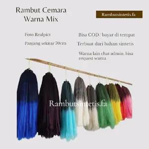 Rambut Cemara Warna Ombre Mix 70cm - Bahan Sintetis Tahan Lama - Extension, Elegan
