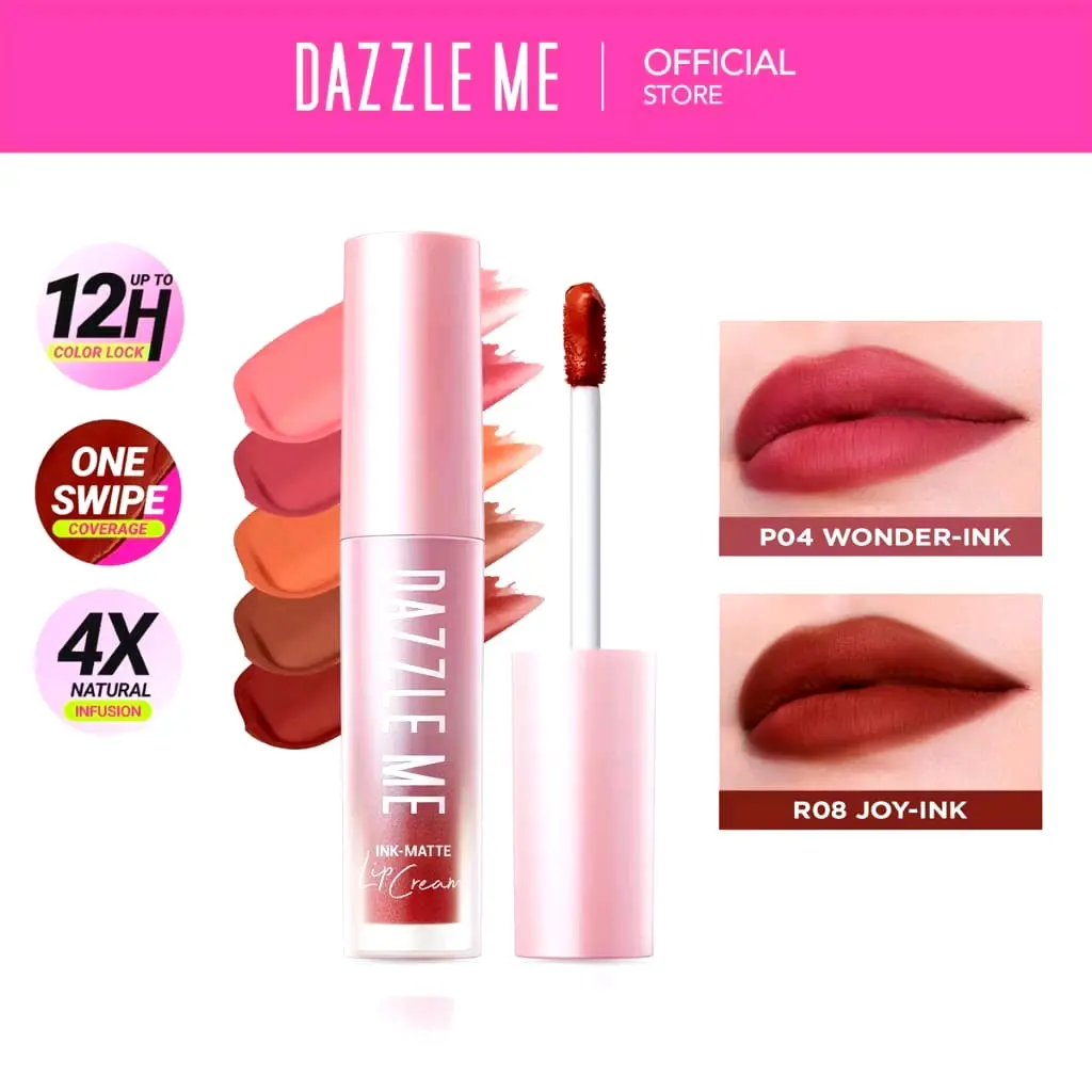 DAZZLE ME Ink-Matte Lip Cream/ Comfy Matte Finish Long Lasting lipstik product mattelip