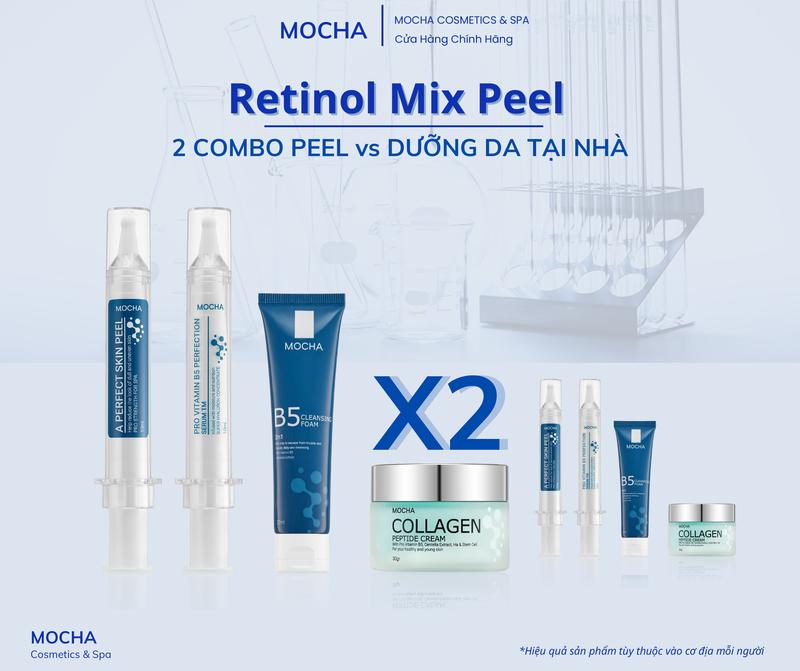  MOCHA: 2 Combo Retinol Mix Peel: Serum Vitamin B5 Kem Collagen Sữa Rửa Mặt B5 Tinh Chất Peel Da Làm Đẹp Da Skincare Chăm Sóc Da Massage Peptide - Toner 