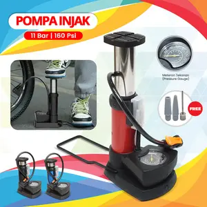 Pompa Injak Tekanan Tinggi 11 Bar Pompa Ban Serbaguna dengan Meteran Tekanan Pompa Serbaguna Lengkap dengan Pressure Gauge 016-6