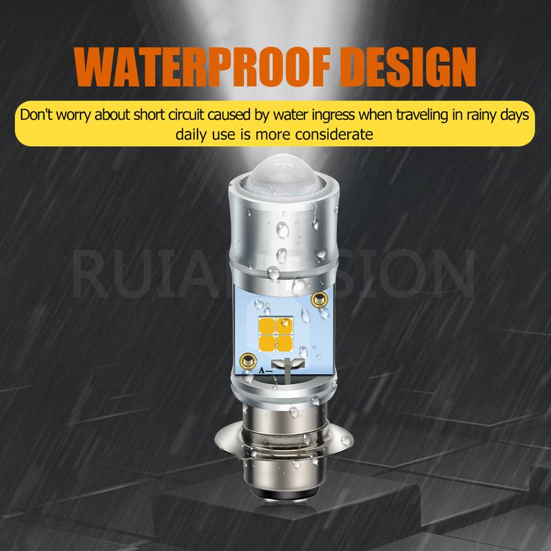 Ruiandsion P15D H6M 25-1 25-3 Led Motorcycle Headlight Blubs 3030 9LED Chip for Motorcycle Spotlights Fog lamp White+Yellow DC/AC 9-60V 1/2pcs 2