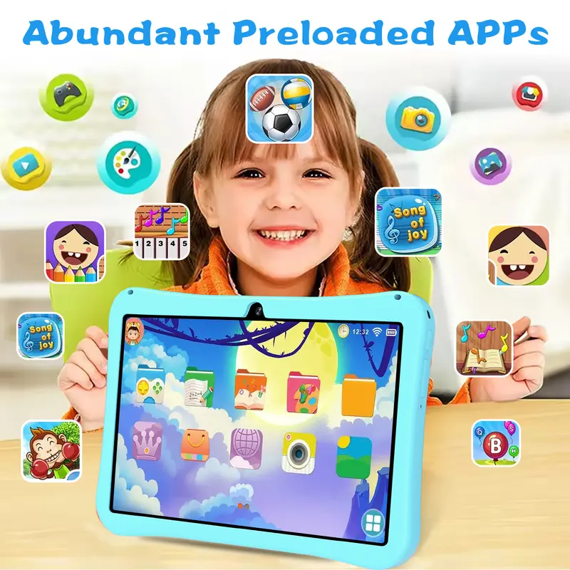 【Hancdon】Tablet Edukasi Anak Dengan Kemasan Tas/Tablet Android Untuk Belajar Anak/Tablet Aipet Anak Murah Layar Sentuh 7/10 inch Wifi/Bluetooth ipad  anak Toy komputer  anak/tab untuk anak/tablet android murah/tablet android anak Game Hadiah Permainan 2