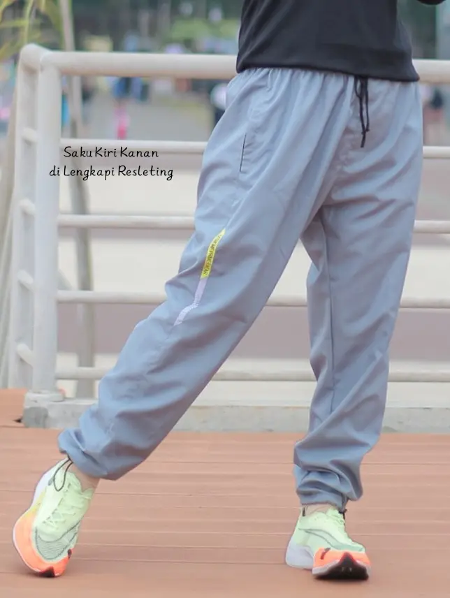Celana Training Parasut Warna Abu muda Fitmore - Untuk Bersepeda, Lari, Senam, Naik Gunung, Olahraga Sportgym