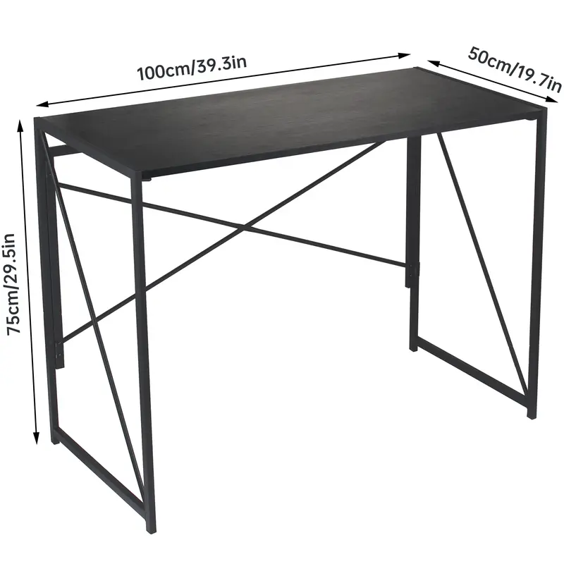 Folding Computer Table, 100x50x75cm Folding Desk Home Office Laptop Desk for Small Spaces Modern Simple Style PC Table Coffee Table Writing Small Desk, Metal Frame 7
