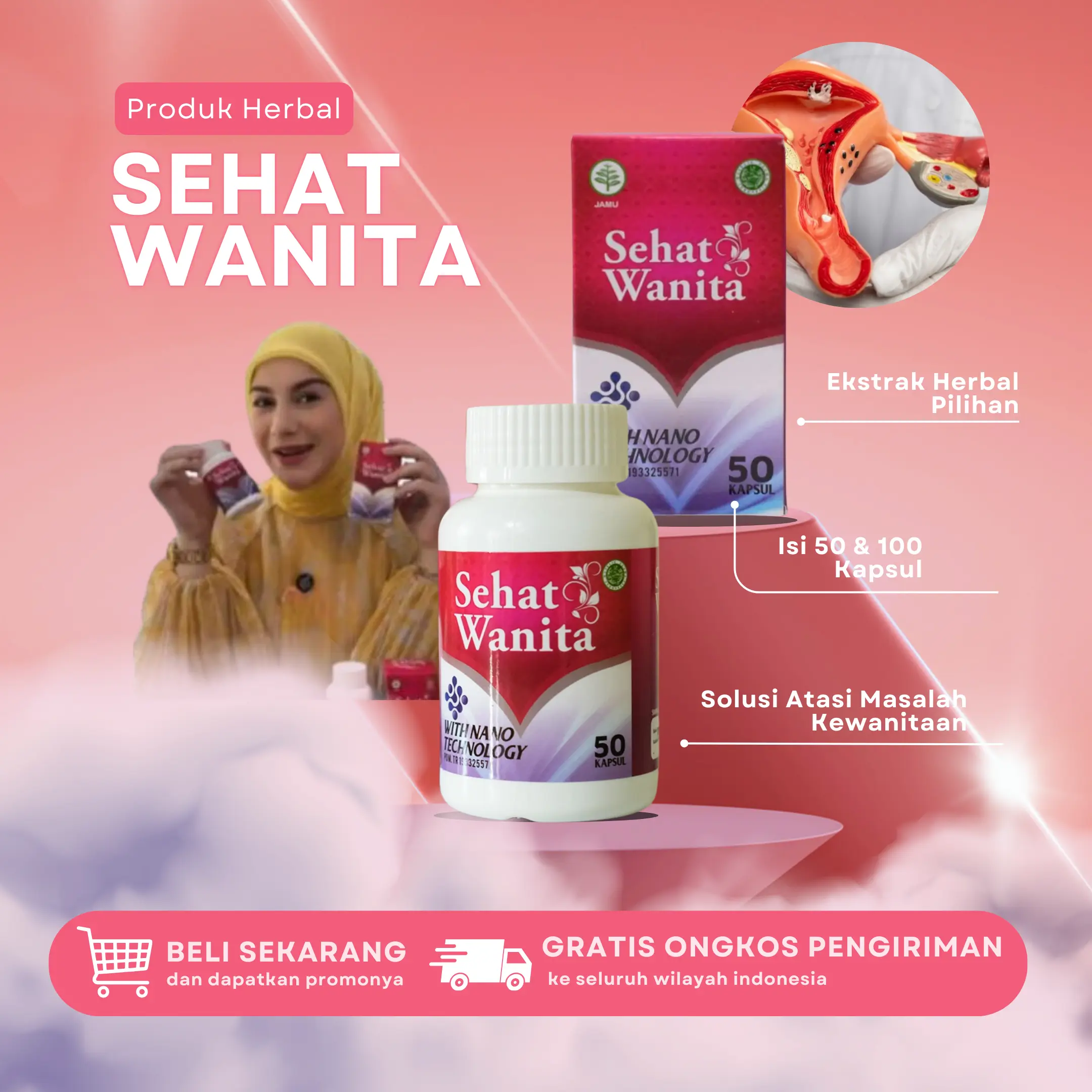 Kapsul Bersih Wanita - Suplemen Kesehatan Herbal Sehat Wanita Isi 50 & 100 Kapsul ( Berlegalitas )