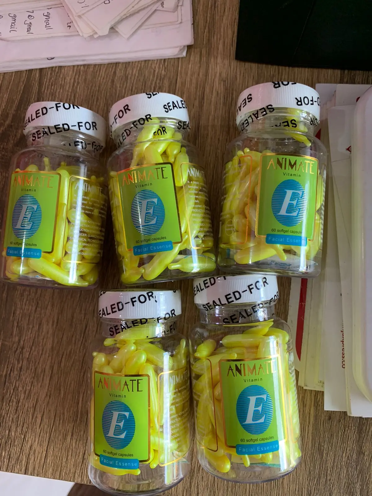 Paket 5 Botol Animate Facial Essence Vitamin E 60 Kapsul [jualkosmetikori]