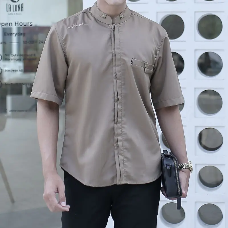 Kemeja Koko Lengan Pendek Motif Antasena Baju Koko Pria Polos Lengan Pendek Elrumi 0