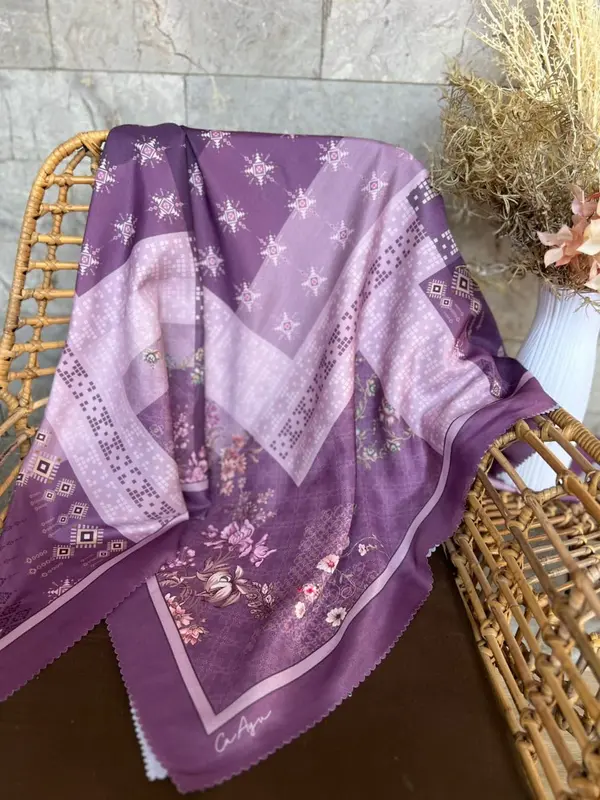 HIJAB CA AYU SEGIEMPAT MOTIF FLORAL// HIJAB VOAL BUNGA TERBARU// JILBAB MOTIF SEGIEMPAT LASERCUT 4