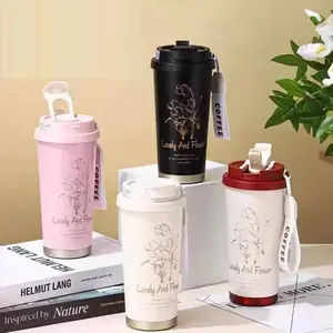 TUMBLER COFFEE LILY 550ML - Tumbler Stainless Steel SUS 316 Simple cocok buat Coffee Time -ZS