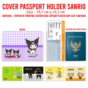 Cover Passport Holder Motif Seri Sanrio – Ada Slot Kartu  – Anti Slip  & Boarding Pass Sampul Buku Paspor Case Travelling Organizer – Travel Organizer Lucu
