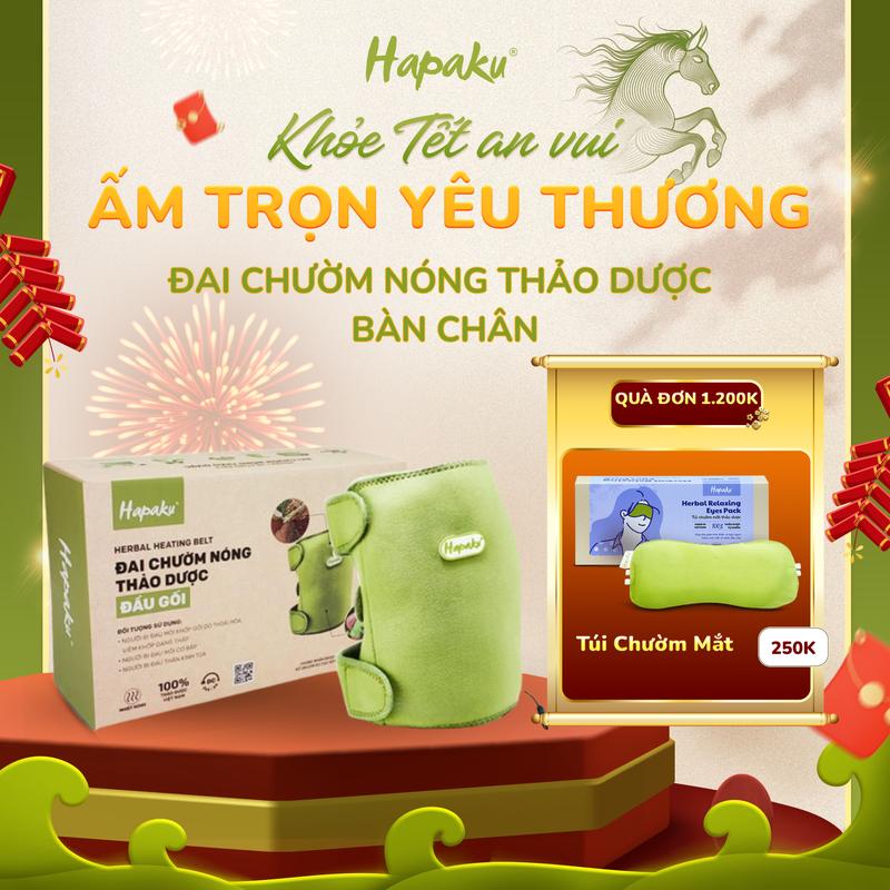   MUA 1 TẶNG 1 ĐƠN 1200K  Đai Chườm Nóng Thảo Dược Đầu Gối Hapaku - Bản Làm Nóng Bằng Điện - Giảm đau mỏi & bảo vệ khớp gối bắp chân giảm căng cứng cơ - Quà Tết Sức Khỏe Cho Người Thân Thương 