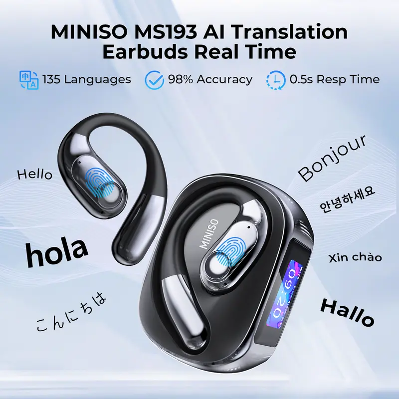 MS203 ワイヤレスイヤフォン MINISO MINISO 203オープンイヤホンは、134の言語に対応しており MS イヤホン