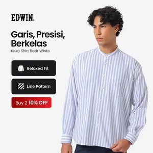 EDWIN JEANS - Kemeja Koko Pria Lengan Panjang BADR WHITE Baju Muslim Pria
