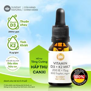 Vitamin K2D3 Sunday Natural tăng hấp thu canxi Cho Bé dưới 5 tuổi, D3 thuần chay tinh khiết