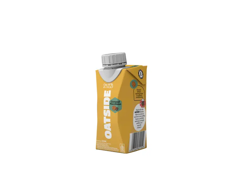 OATSIDE Mini Cap Oat Milk  Caramel Macchiato 200ml (6pcs) (Kemasan Tutup Botol) | Susu Oat Rasa Karamel Macchiato 1