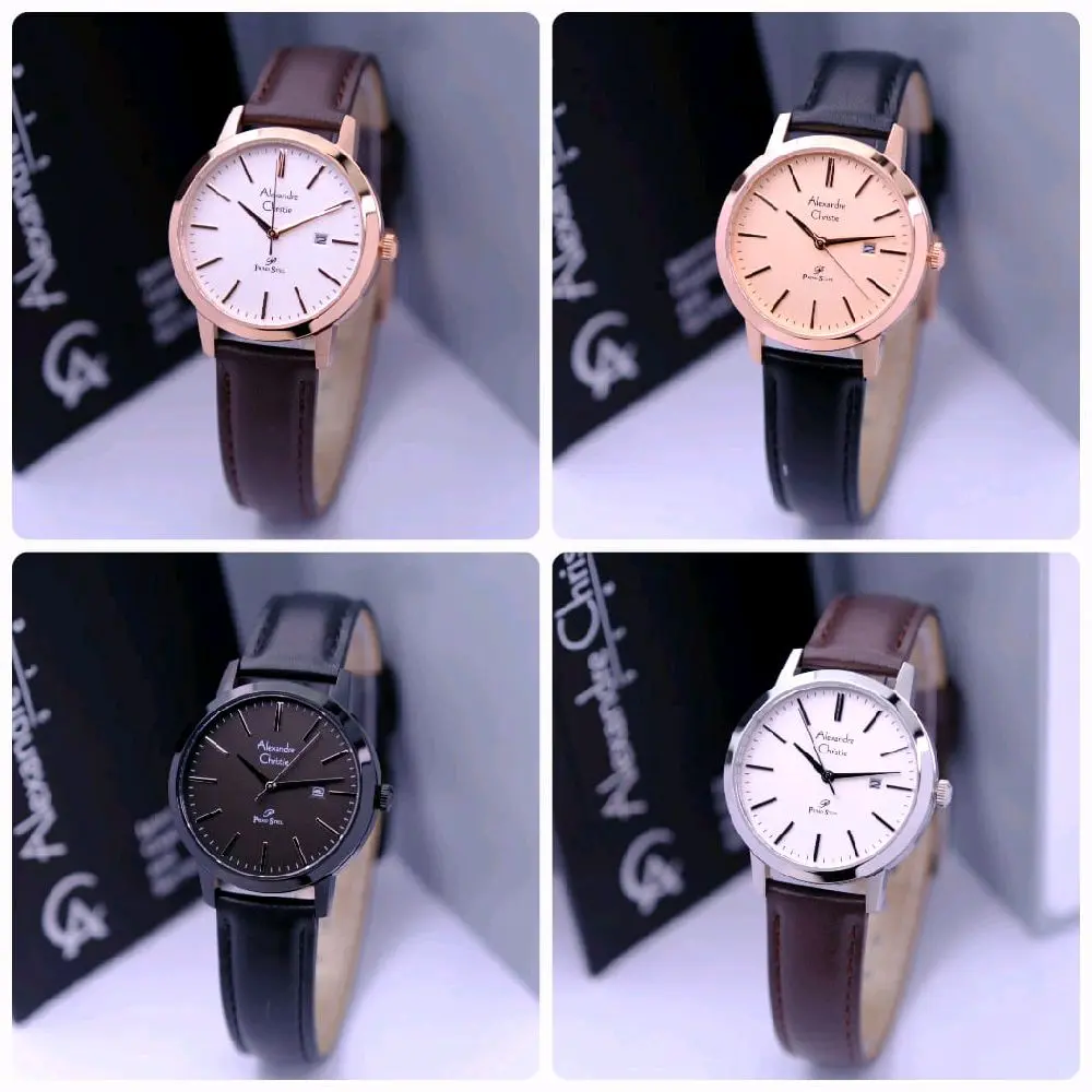 JAM TANGAN WANITA ALEXANDRE CHRISTIE AC1007 / AC 1007 / KULIT ORIGINAL / FREE BATRAI ORIGINAL