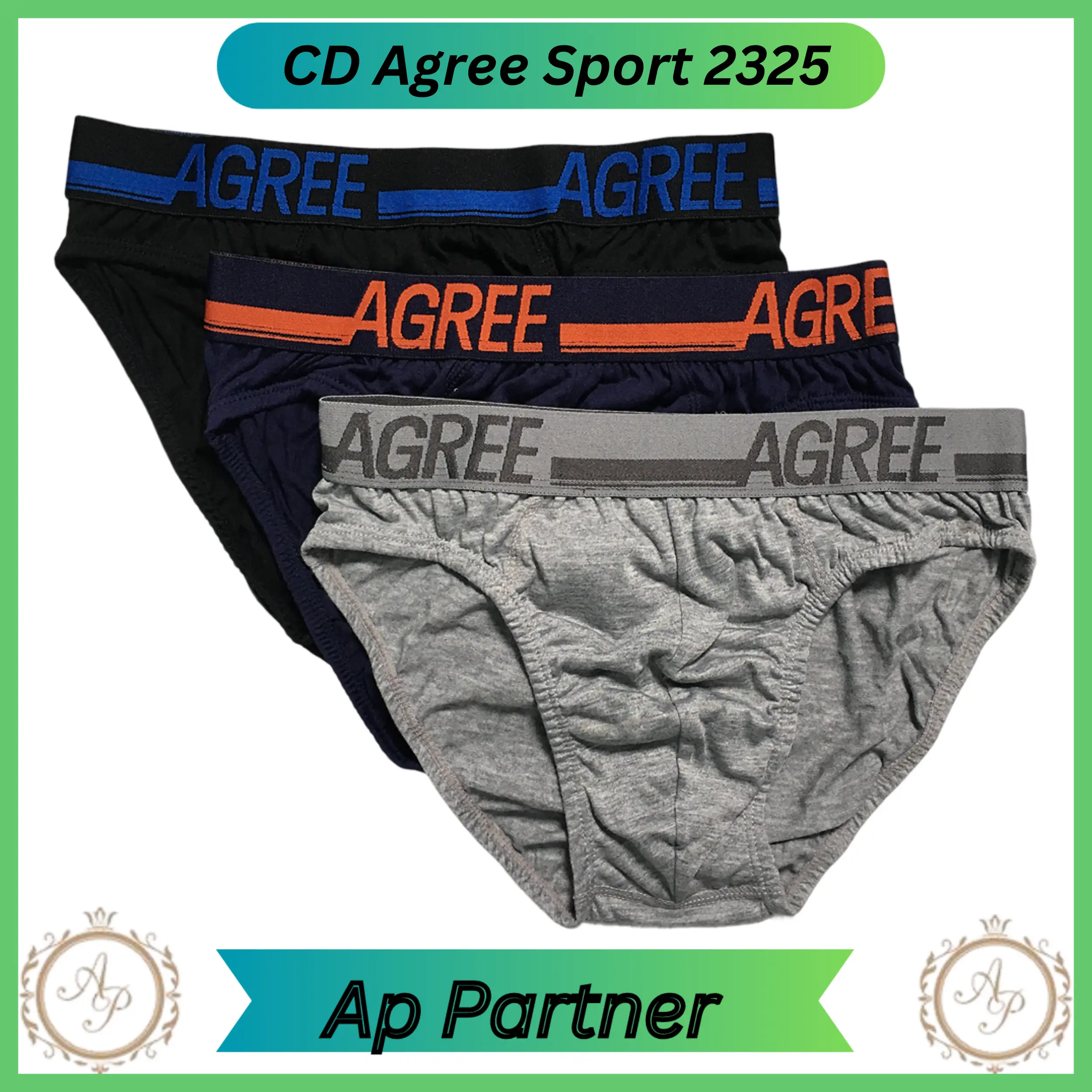3 Pcs Celana Dalam Pria Dewasa Agree Sport Art 2325 Bahan Katun Premium | CD Laki Laki Nyaman