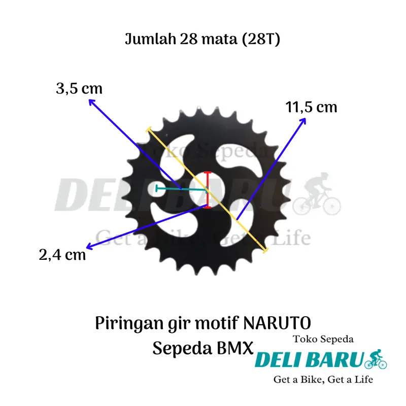 Delibaru Piring gir motif NARUTO piringan gir 28T 32T 36T 40T 44T sepeda BMX engkol gir langsung 1